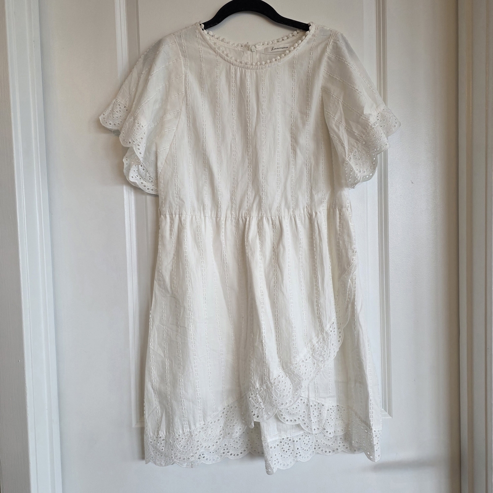 Eyelet Faux-Wrap Dress Size M - Picture 3 of 6